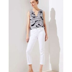 loft petite straight crop jeans solid white Straight Leg Denim 4 Small